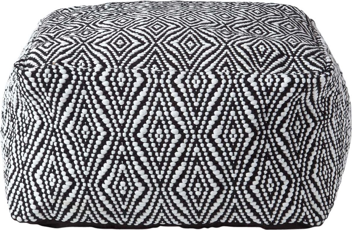 Homescapes Trance poef 60x30 cm – grote poef met zwart-wit patroon