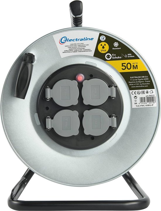 Electraline 94014 Lege Behuizing Van De Kabelhaspel  4 Kabelhaspel Stopcontacten Oprolcapaciteit