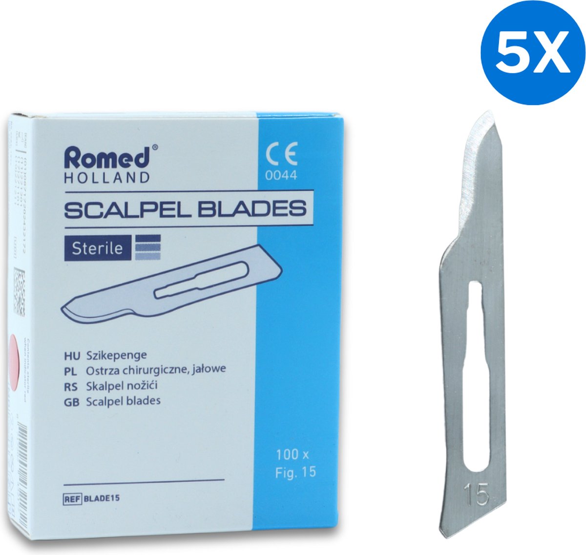 Goedkoopste Romed scalpelmesjes nr. 15 steriel - Set van 5 doosjes Romed