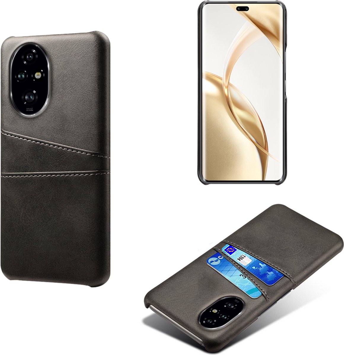 Hybride Backcover met Opbergvakjes voor Honor 200 Pro _ Zwart