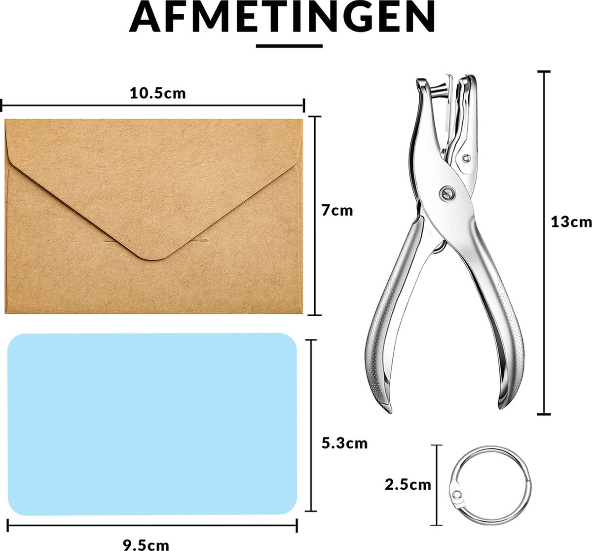 300 Stuks Blanco Kraft Kaarten met 20 Klikringen, Papier Gaatjestang & 5 Enveloppen - Flashcards in Bewaarbox - Systeemkaarten en Ringen - Karton Flitskaarten - Cadeaulabels/ Bedankt Kaartjes - Lege Wenskaarten\Naamkaartjes - Kleine Verjaardagskaart — cadeau in Hobby - foto 3