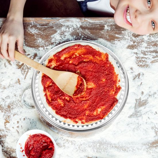 Roestvrijstalen Ronde Bakplaat voor Pizza en Taart met Antiaanbaklaag — afbeelding 5