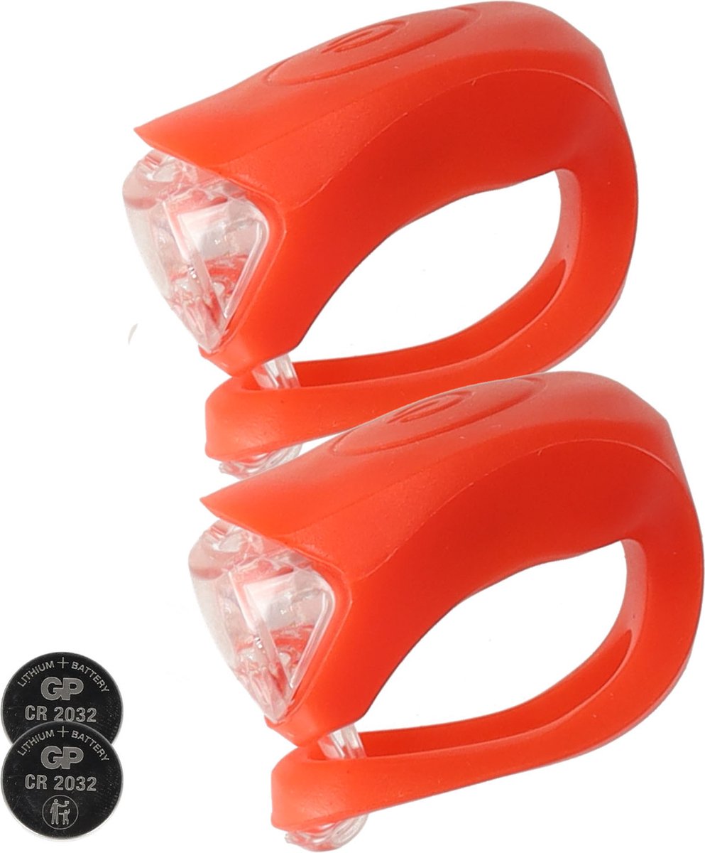 Fietsverlichting LED achterlicht set van 2 – Waterdichte siliconen lampen voor kinderen – Ook voor Hardlopen en wandelen – Rood – Super Felle LED's – Inclusief 2 CR2032 Batterijen
