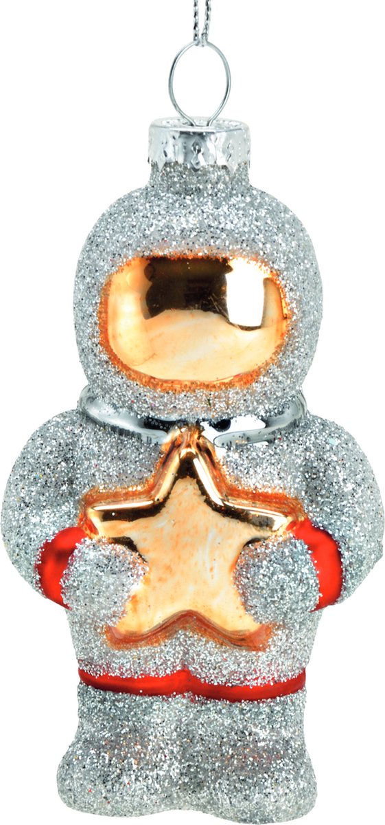 Kersthanger Zilveren Astronaut - 9cm - Astronaut Kerstbal - Glazen Ornament - Kerstdecoratie