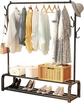 Eleganca Kledingrek - H150 x B110 x D40 cm - Garderoberek - Kledingrek - 1 Kledingstang en 2 Planken - Garderoberek met 8 Ophanghaken - Stevige kledingrekken - Metaal - Zwart