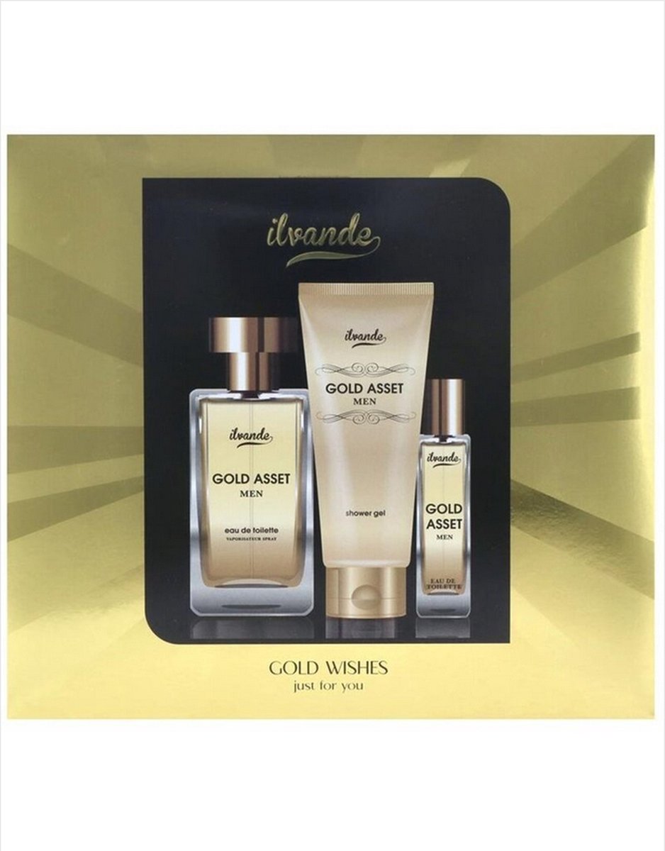 Goedkoopste Ilvande gold asset men gift set- eau de toilette vaporisateur spray- showergel -eau de toilette