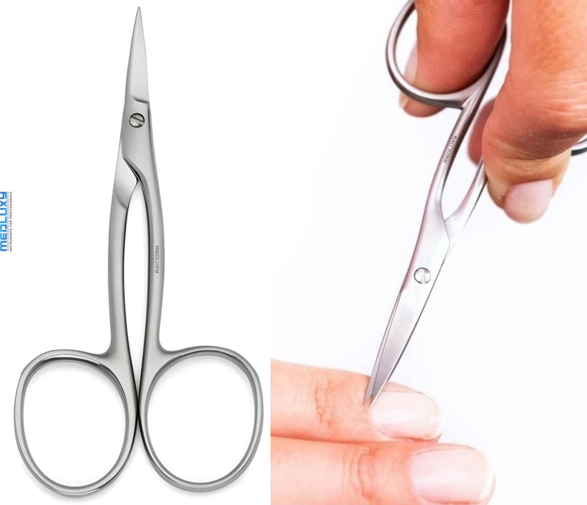Goedkoopste MEDLUXY® Exclusive - Nagelriemschaar (huid- en vellenschaartje) en Nagelschaar (zachte nagels) - Gebogen - 9 cm - INOX (Nagelriemknipper, Cuticle Cutter, nagelriem schaar) [PM0581]