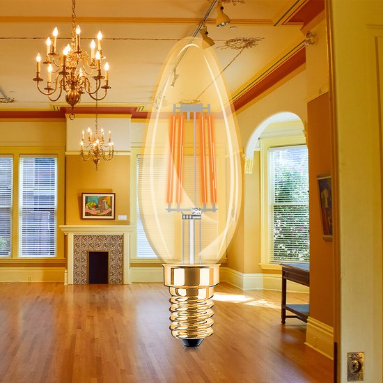 LED Lamp E14 Kaars Filament - Kingtron - Amber 4W 360lm - 822 Zeer Warm Wit 2200K - C35 - Dimbaar | Vervangt 32W