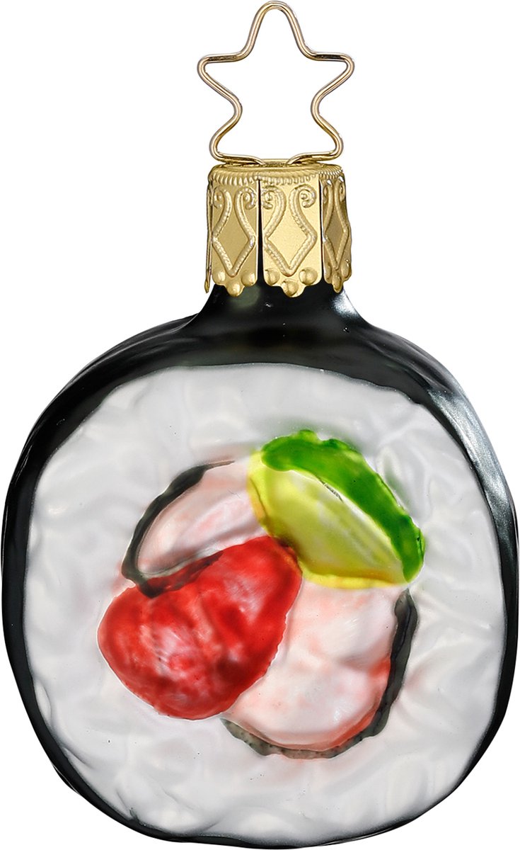 Inge Glas - Kerstornament - Maki Sushi - 5.5 cm - Sushi Kerstbal - Glazen Kersthanger