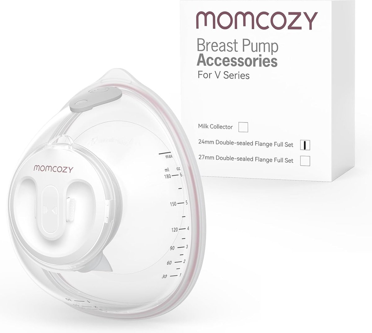 Volledige set vervangende accessoires voor borstkolven - 24 mm dubbel verzegelde flens, Melkcollector voor V1 Pro/V2