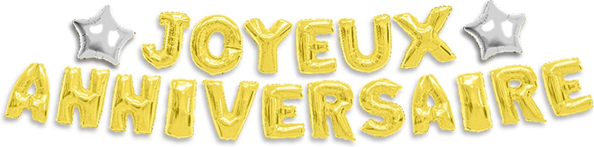 SUD TRADING - Joyeux Anniversaire goudkleurige letter ballon slinger