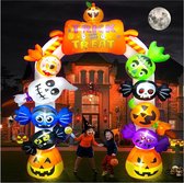 Arche Gonflable Halloween 240 Cm - Avec LEDs Blanches Intégrées - Décoration Extérieure Effrayante (fantômes, Chats, Squelettes)