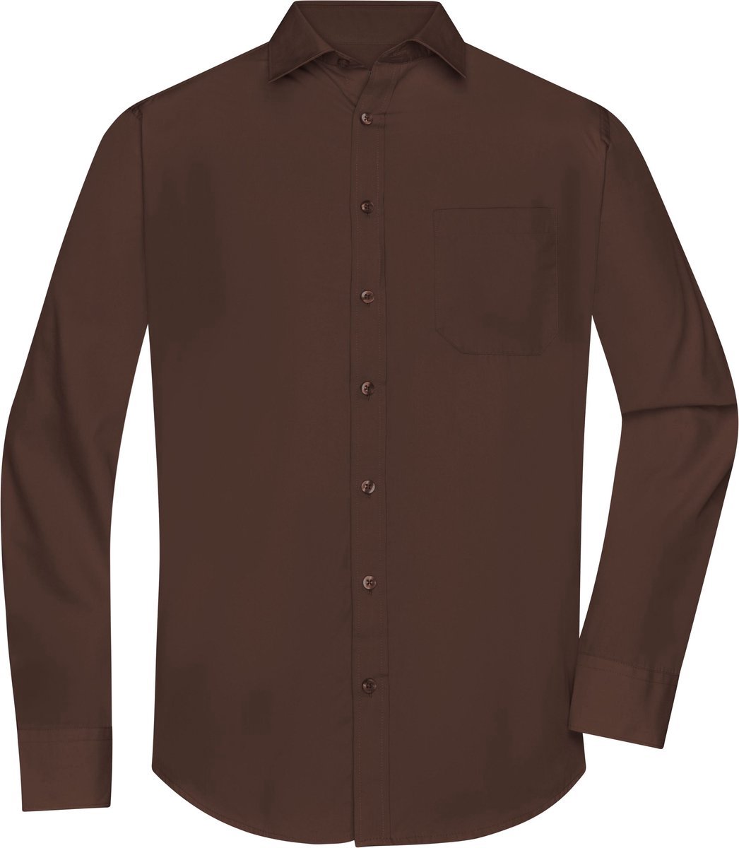 Overhemd Heren met Lange Mouw (Bruin) - Maat 4XL