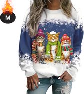 Nivard Kersttrui - Dames - Foute Kersttrui - Christmas Sweater - Kattenprint - Kerst Sweater - Christmas Jumper - Pyjama - Blauw - M