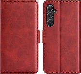 Coque pour Samsung Galaxy A55 - MobyDefend Luxe Wallet Book Case (fermeture latérale) - Rouge - Étui de téléphone portable - Étui de téléphone adapté pour Samsung Galaxy A55