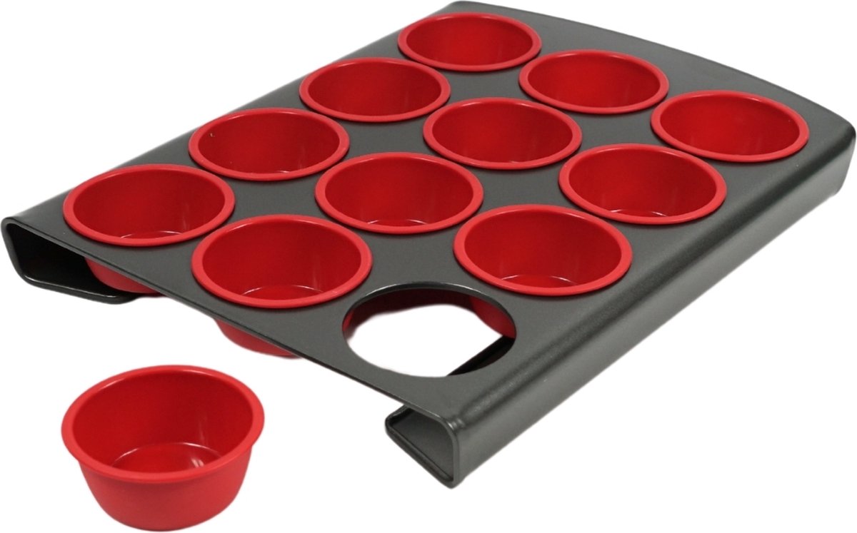 Muffin bakvorm metaal - 12 vormen van siliconen - 37 cm