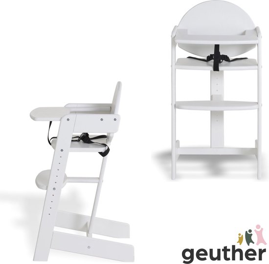 Geuther Filou - Houten Kinderstoel - Kinderzetel - Baby Eetstoel voor aan Tafel - Kinderstoeltje voor peuter - 3-punts gordels - Hoge babystoel - Wit van Geuther — afbeelding 2
