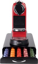 Porte-capsules avec tiroir pour Nespresso - Porte-tasses - 50 capsules de café - Porte-capsules - Acier inoxydable - Noir