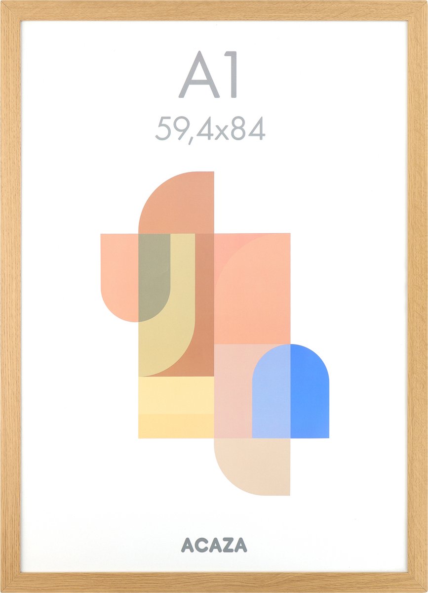 ACAZA Fotolijst - Fotokader - Fotolijst A1 - Fotokader A1 - 59,4x84 cm - MDF Hout - Warme Eik