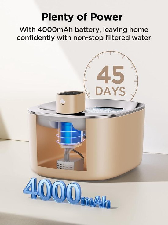 PETLIBRO Dockstream waterfontein voor katten met draadloze pomp nr. 1 van roestvrij staal, eenvoudige reiniging, 23 dB, ultrastil, twee gebruiksmodi, BPA-vrij, 2,5 l