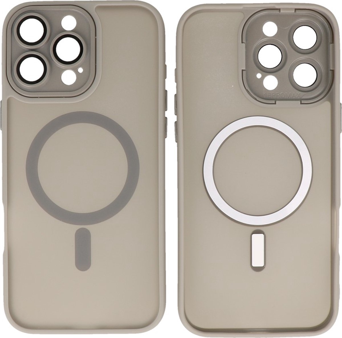 Hoesje Geschikt voor de iPhone 14 Pro - Mat-Transparent met Camera Beschermer Magnetic Case - Grijs