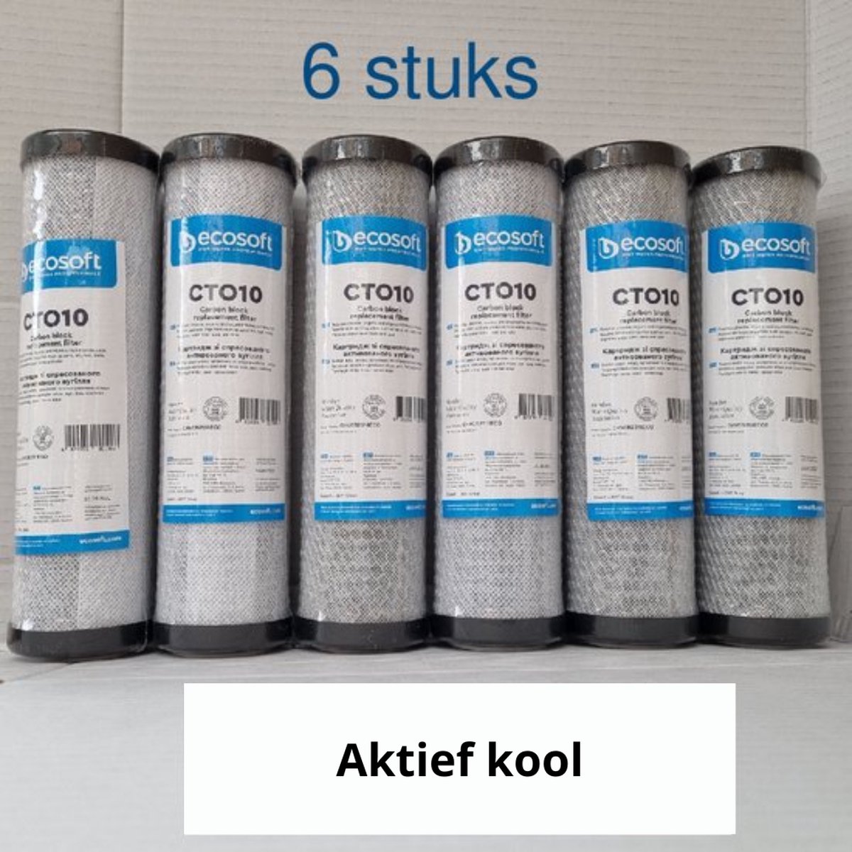 Ecosoft 6 stuks - Aktieve Kool filter - koolfilter - voor 10" filterhuis , carbonfilter - carbon block