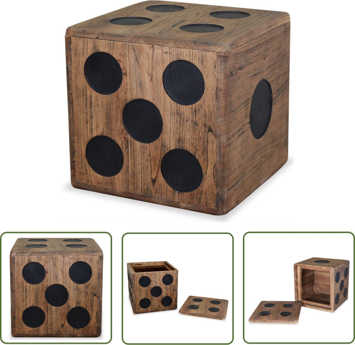 The Living Store Opbergkist - Dobbelsteen vorm - 40x40x40 cm - Witte cederhout
