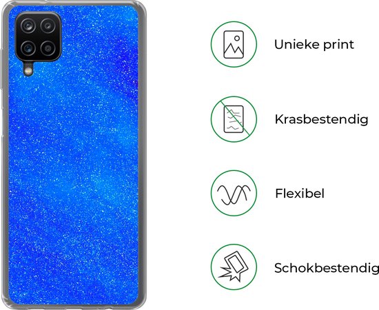 Coque Samsung Galaxy A12 - Texture scintillante bleue dans un motif en mouvement - Siliconen - Noël - Cadeaux - Cadeaux de chaussures
