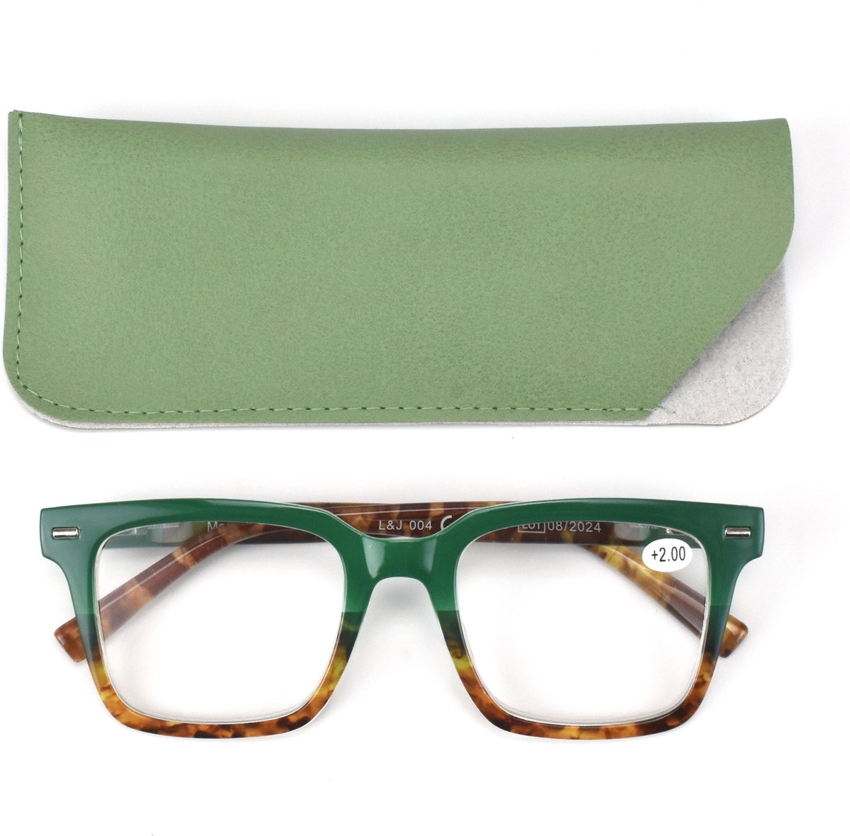 Lilly & June Trendy lichtgewicht Leesbril. Groen bruingemelleerd. Sterkte +1.5