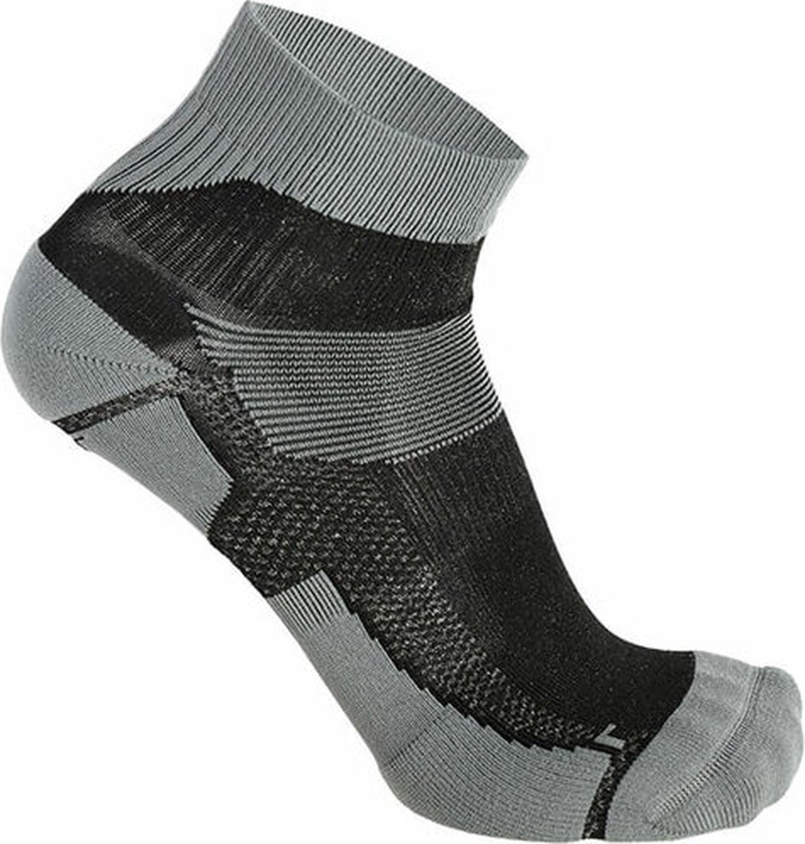 Skafit Sports korte zilversokken maat S (35-37) - grijs/zwart - sportsokken - antibacterieel – voetschimmel – eczeem – temperatuur regulerend – vochtregulerend - naadloos