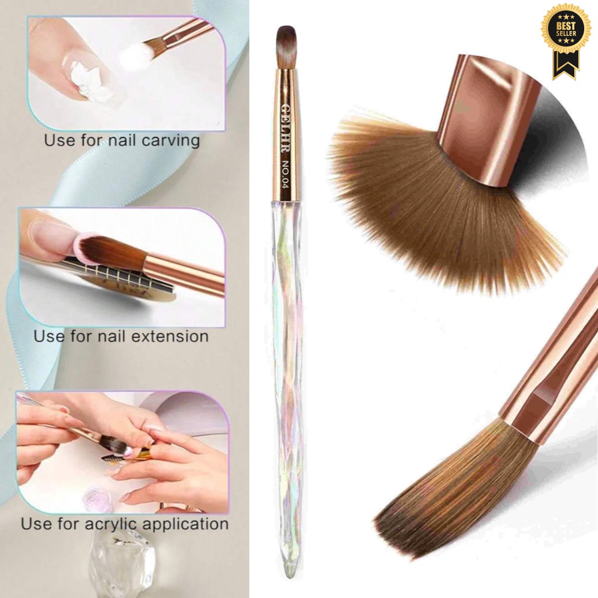 Goedkoopste GUAPÀ® Acryl Penseel Nr 4 | Acrylic Brushes | Nagel Penselen | Nagel Verlenging Penseel | Nail Brush | Nepnagels | Acrylic Nails | Acryl Brush | Acryl Forms | Acryl Penseel Parelmoer Maat 4