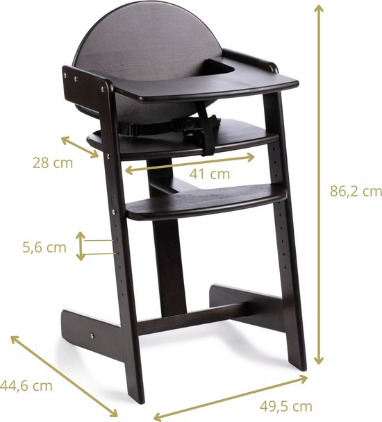 Geuther Filou - Houten Kinderstoel - Kinderzetel - Baby Eetstoel voor aan Tafel - Kinderstoeltje voor peuter - 3-punts gordels - Hoge babystoel - Zwart van Geuther — afbeelding 2
