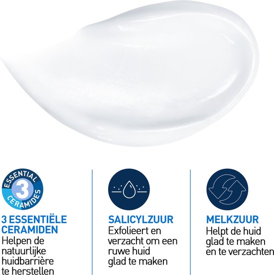 Drie essentiële ceramiden, salicylzuur en melkzuur, ingrediënten van CeraVe crème.