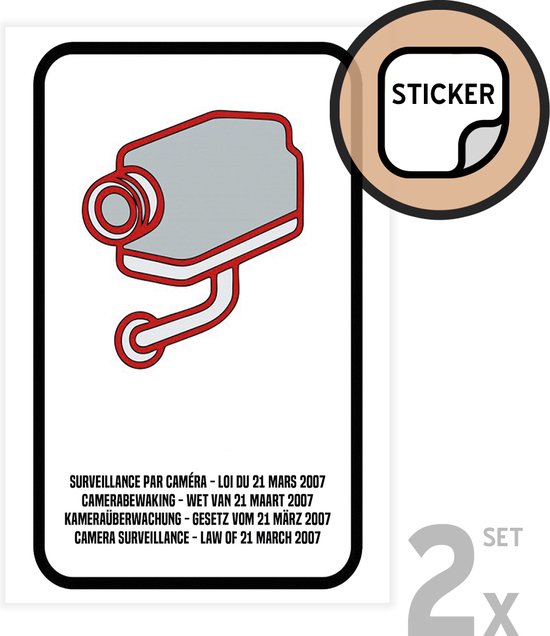 Pictogram/ stickers (wit) (2x) | Camerabewaking Wetgeving 21 maart 2007 ...