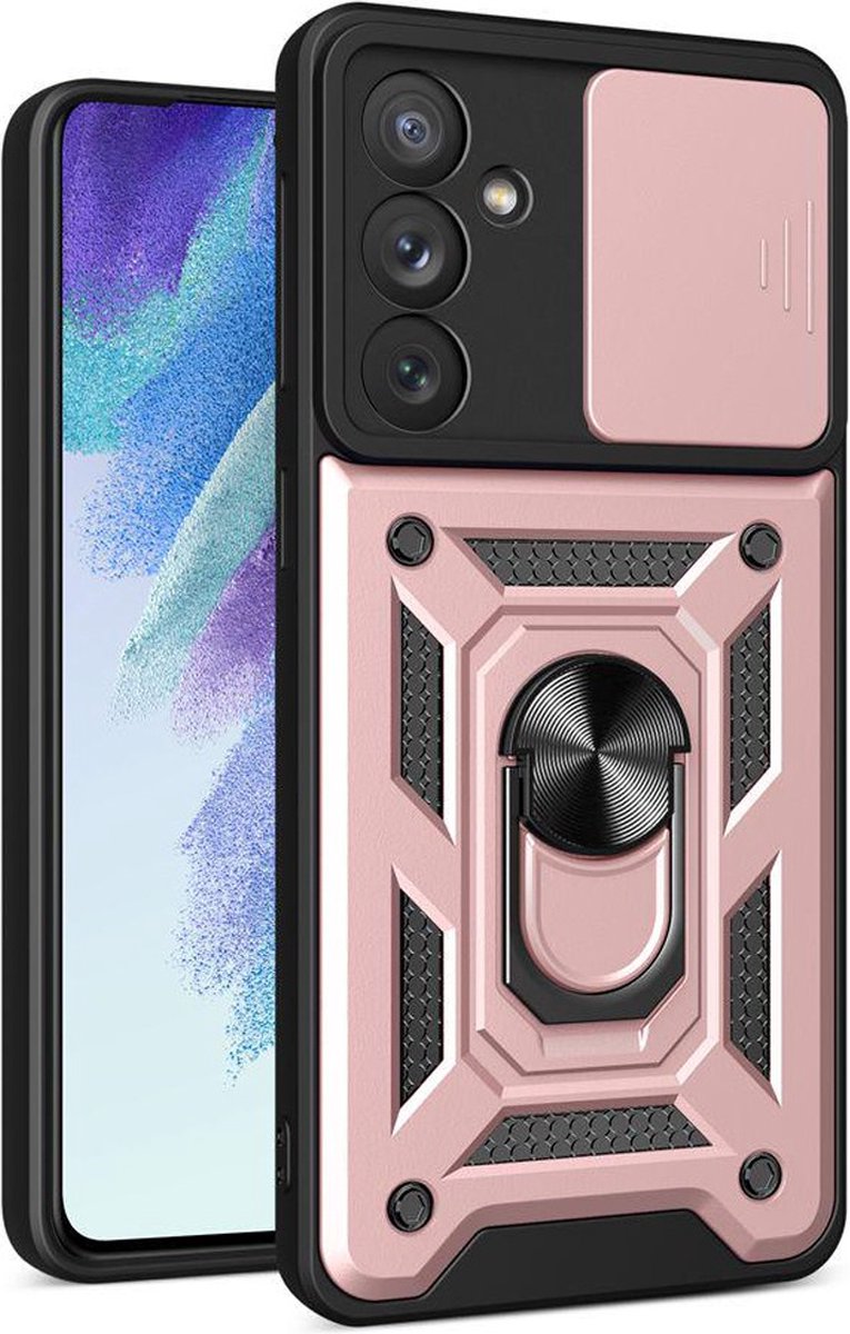 MobyDefend Hoesje - Geschikt voor Samsung Galaxy A54 - Pantsercase Met Draaibare Ring - Rosé