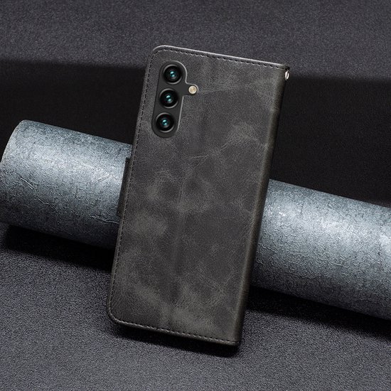 Coque Samsung Galaxy A54 - Étui portefeuille MobyDefend avec cordon - Zwart - Coque pour téléphone portable - Coque adaptée pour : Samsung Galaxy A54