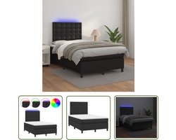 vidaXL Led Bed - Boxspring - Boxspring met matras en LED kunstleer zwart 120x200 cm - Kunstleder Bed - Tweepersoonsbed - Slaapcomfort