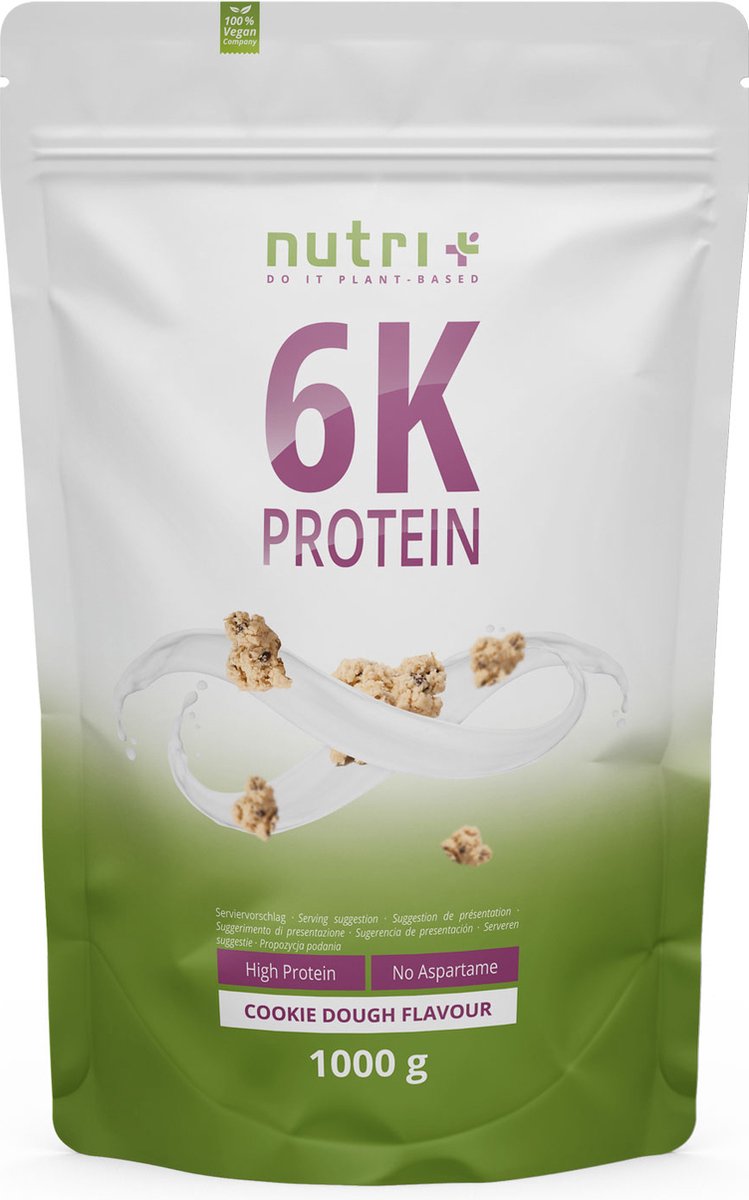 Goedkoopste nutri 6K Protein - Eiwitpoeder Cookie Dough - Veganistisch proteïne poeder - met eiwitten uit zes plantaardige grondstoffen - Eiwit Shake - 1000 g
