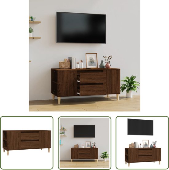Meuble TV The Living Store - Style scandinave - Meuble - Dimensions - 102 x 44,5 x 50 cm - Couleur - Chêne marron