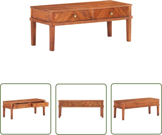 The Living Store Meuble TV Bois d'Acacia Massief - 110 x 40 x 41 cm - Finition Marron