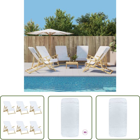 Serviette de plage The Living Store - Wit - 60 x 135 cm - Douce et antidérapante