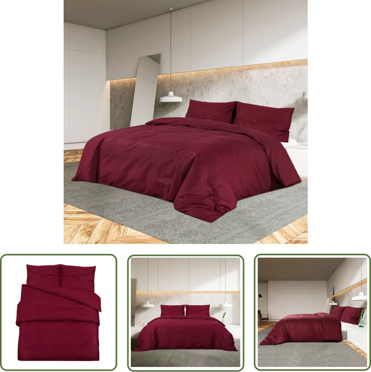 vidaXL Katoenen Dekbedovertrek - Dekbedovertrek Bordeaux - Dekbedovertrekset 200x200 cm katoen bordeauxrood - Comfortabele Bedding - Kreukvrij Dekbedovertrek - OEKO-TEX Dekbedovertrek