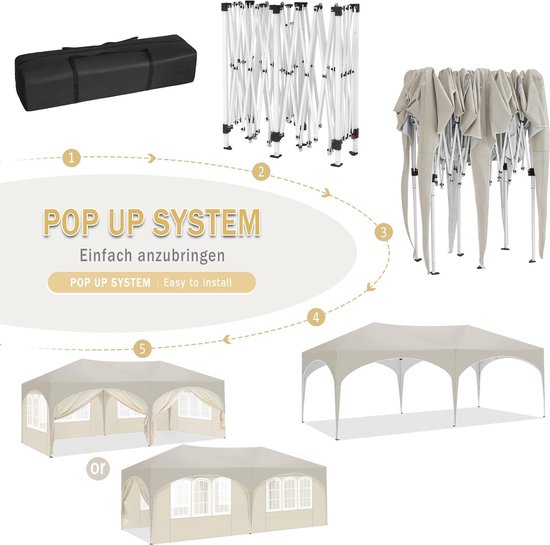 Vouwpaviljoen 3 x 6 m met 6 zijwanden - Waterafstotend en UV-bescherming voor Outdoor Activiteiten — afbeelding 5