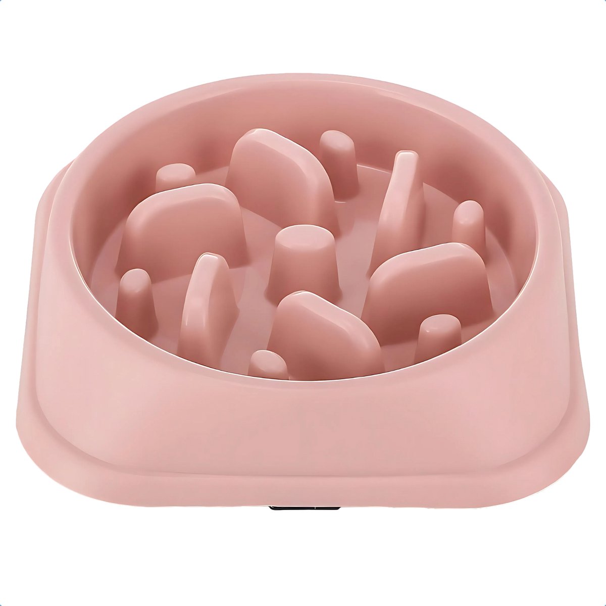 JAXY - Anti Schrokbak - Slowfeeder Hond en Kat - Voerbak - Anti-Slip Schrokbak - Voerpuzzel - Anti Schrok Hondenvoerbak - Slow Feeder Honden Voerbak - ⌀ 20,3 cm - Lichtroze