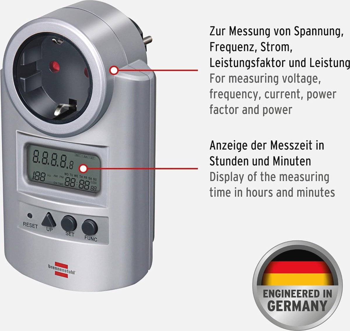 Energiekostenmeter PM 231 E - Stroommeter met klok- en meetfunctie, 2 elektriciteitstarieven