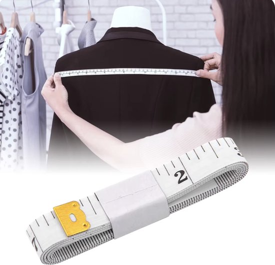 Flexibel Rolmaat Meetlint 150 Cm Wit - Centimeter En Inches - Oprolbaar