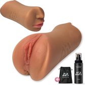 Aii Katana 3D Realistisch Masturbator + Gratis 100ml Lubricant en Opbergtas - Masturbator voor man - Pocket Pussy - 3 in 1 Vagina, Anus en Mond - Sex toys voor mannen - Licht Getint