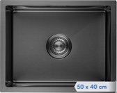LOMAZOO Spoelbak Antraciet / Gun Metal  (50x40) – Spoelbak Keuken - Spoelbakken Keuken – Wasbak Keuken - RVS [ONYX]