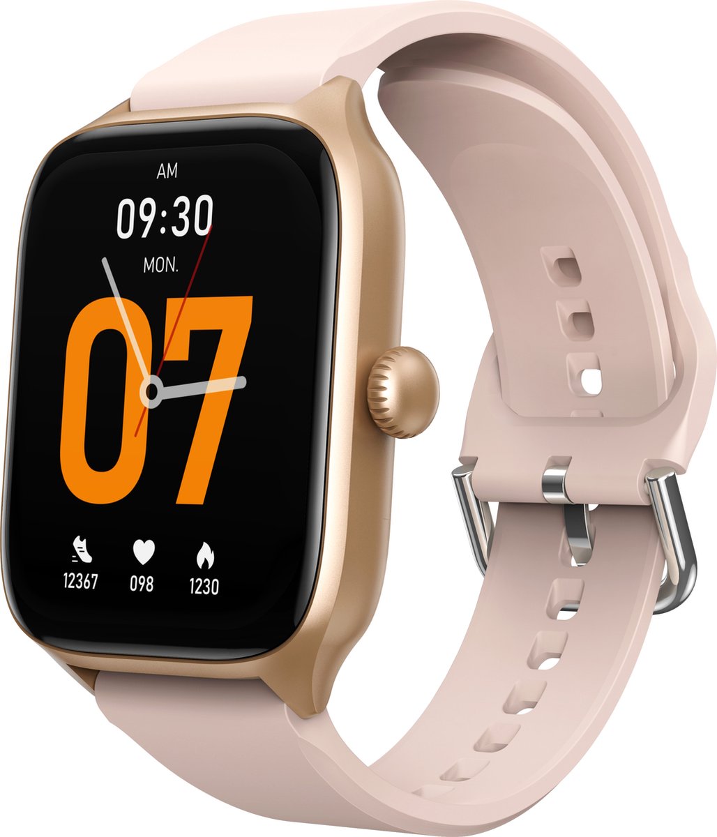 PowerLocus Oled PW9 Smartwatch - Smartwatch Heren & Dames – Horloge- HD Touchscreen - Stappenteller – Bloeddrukmeter - voor iOS & Android – Saturatiemeter - Goud