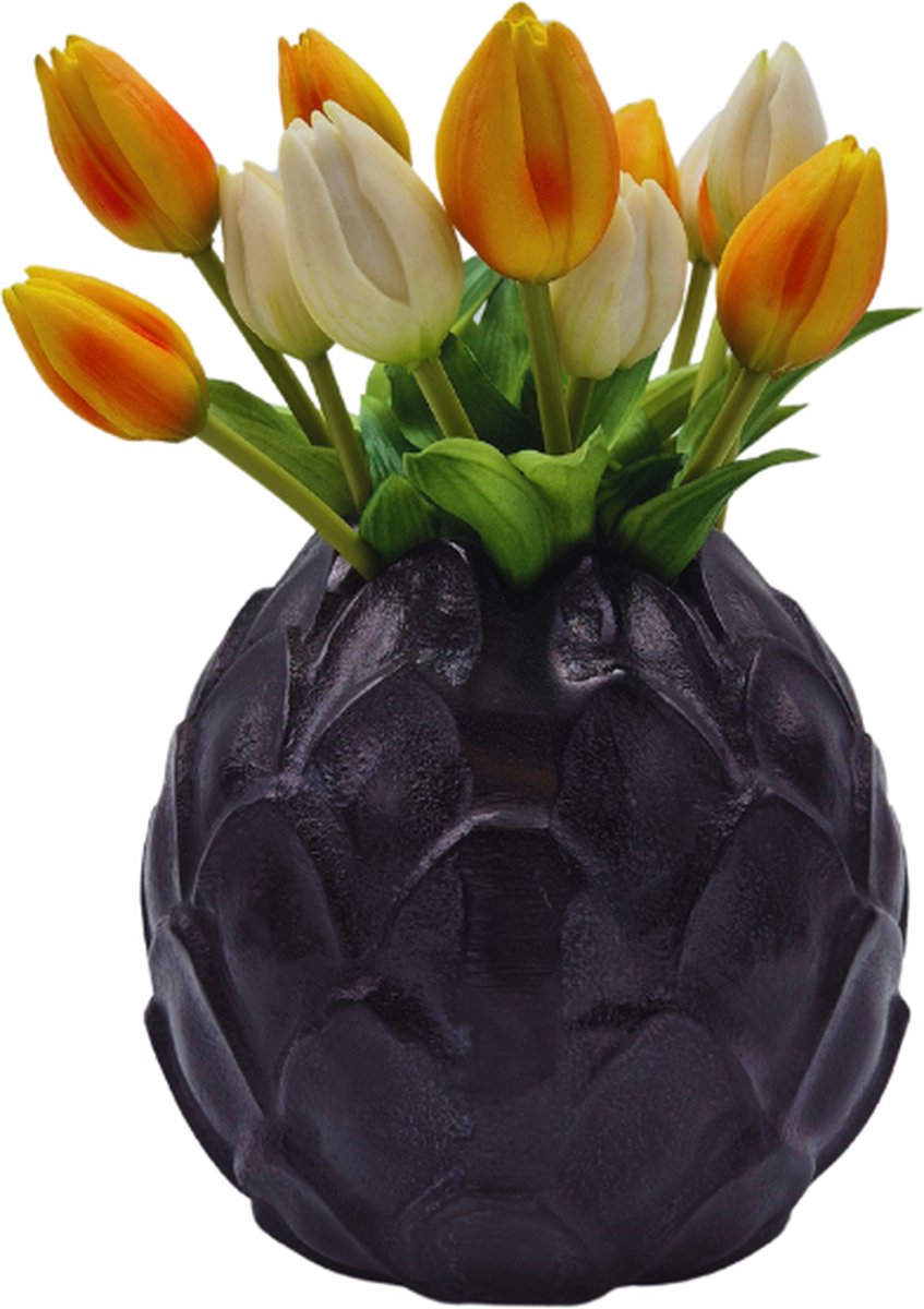 Deco4yourhome® - Vaas - Artisjok - Bloem - Zwart - Black - 20cm